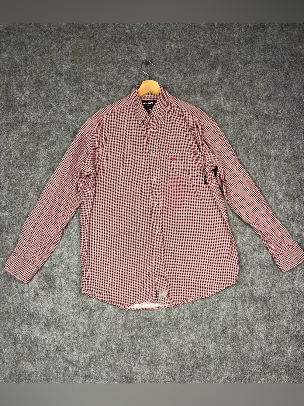 Ariat FR Shirt Men's Size M Flame Resistant Button-Down Workwear Maroon Plaid